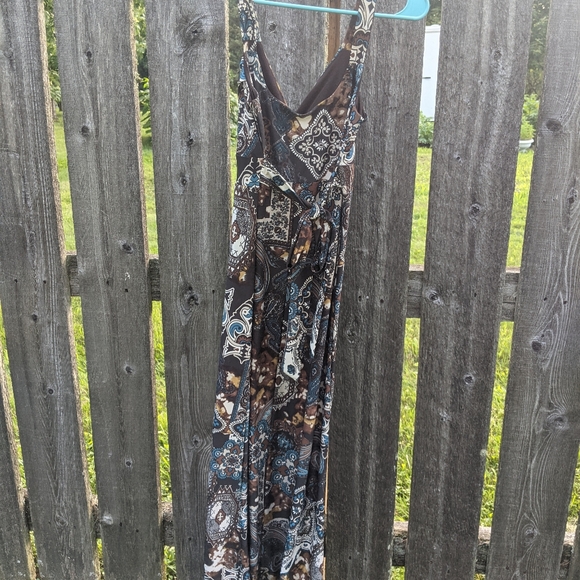 Tie-back sleeveless maxi sundress surplice bodice - Picture 2 of 6